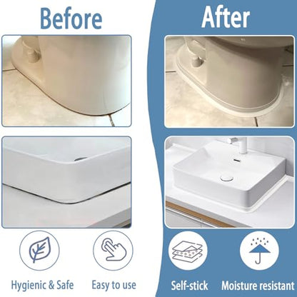 Caulk Tape Self Adhesive, 1 Rolls Waterproof Caulk Strip, Toilet Sealer Around Toilet Base, Traditional Caulking Replacement, Caulking Tape for Bathroom, Bathtub, Floor Wall Edge Protector (1)