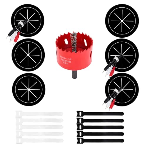 6 Pack Cord Hider for Wall Mounted TV, 2-3/8"(60mm Hole) Cord Hider for TV Wall, Wall Cable Management Kit, Includes 6 Black Pass Throughs, 1 Hole Saw Drill Attachment & 10 Cable Ties for Easy Install - color: Black, size: 6 Pack