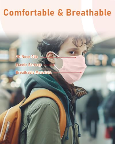 Face Masks Disposable 100 Pack, 4 Ply ASTM Level 3 Medical Grade, Breathable for Adult Outdoor Protection, Individually Wrapped for Home, School & Office, Glowing Dawn - color: Glowing Dawn