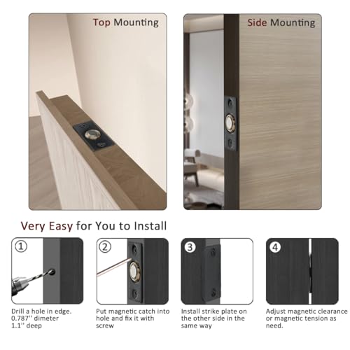 JQK Closet Magnetic Door Ball Catch Hardware, 430 Stainless Steel Catch Adjustable with Strike Plate, Black Finish 2 Pack, HBC120-BK-P2 - color: Black, size: Magnetic 2 Pack