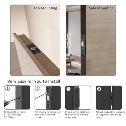 JQK Closet Magnetic Door Ball Catch Hardware, 430 Stainless Steel Catch Adjustable with Strike Plate, Black Finish 2 Pack, HBC120-BK-P2 - color: Black, size: Magnetic 2 Pack