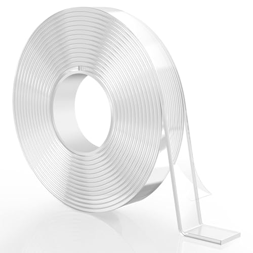 GLBEAR Extra Strong Double Sided Tape, Double Sided Adhesive Tape Heavy Duty, Clear & Tough Nano Tape for Hanging Picture, Poster, Carpet, Photo Deco, Multipurpose Mounting Tape（10 Feet×0.6inch×2mm）