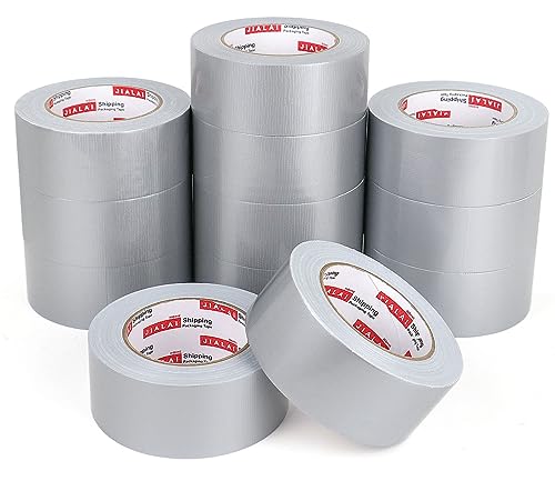 JIALAI HOME Duct Tape Heavy Duty Silver - 12 Roll Multi Pack - 30 Yards x 2 Inch - Strong, Flexible, Waterproof and Tear by Hand - for Home Use, Do-It-Yourself Projects and Repairs - color: Silver