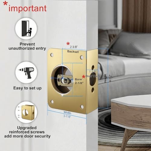 Door Guard Reinforcer 1-3/8" Thick with 2-3/8" Backset 2-1/8" Bore in Satin Brass Finish 1PC - color: K9008 Satin Brass