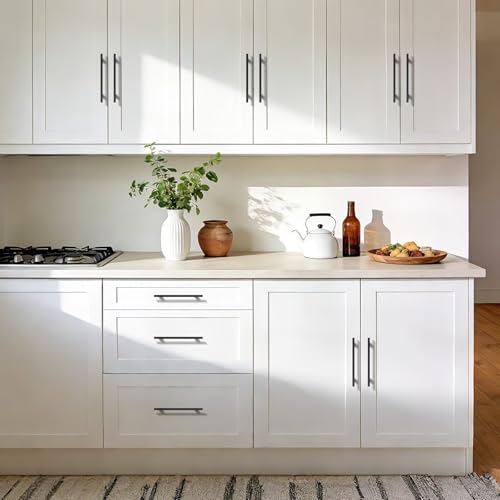 Probrico 5 Pack Holes Centers 7.5Inch(192mm) Black Kitchen Cabinet Pulls,Stainless Steel Dresser Drawer Handles,10inch Length Classic Pull Handle for Cabinets - size: Center to Center: 7-1/2 inch