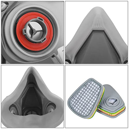 AirGearPro M-500 ABEK1-P2 Reusable Respirator Mask | Anti-Dust Gas mask Ideal for Spray Painting, Sanding, Building work, Chemical, DIY and more. - style: Multi-gas Respirator