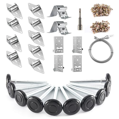 XiKe 2" Nylon Garage Door Roller 4" Stem and Hinges Kit with Top & Bottom Bracket Steel Wire Rope Screw Sleeve Hardware Set for 8 x 7 or 9 x 7 FT Door - color: Black, size: 8*7FT DR (rollers+hardware)