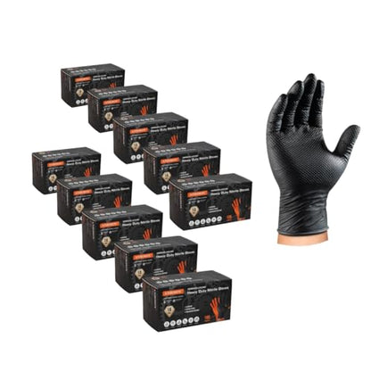 ANBOSON 10 Mil Nitrile Disposable Gloves Heavy Duty Mechanic Gloves Raised Diamond Texture Thick (Black of 1000, X-Large) - color: Black of 1000, size: X-Large