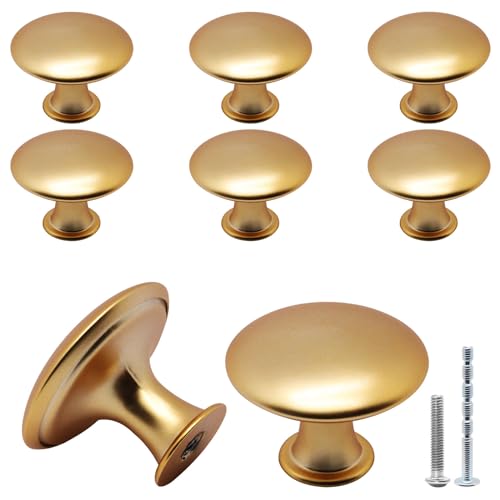 8 Pcs Champagne Cabinet Knobs, Round Dresser Knob Kitchen Drawer Knobs, Single Hole Cupboard Door Knob Dresser Drawer Pulls Handles (Champagne) - color: Champagne, size: 8 Pack