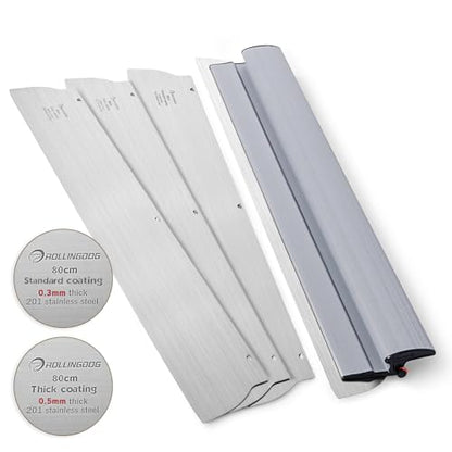 ROLLINGDOG 32 Inch Drywall Skimming Blade - 2pcs 0.5mm and 1pc 0.3mm Stainless Steel, Drywall Skim Coat Finishing Tools for Large Area Smoothing Wall and Ceiling - size: 32" Skimming Blade