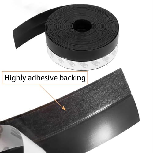 Window Sealing Strip, Self Adhesive Weather Stripping, Silicone Door Bottom Seal Strip Tape for Gaps of House Glass Shower Window and Door Weatherproof Soundproof, Transparent (5m 45mm Black) - size: 5m 45mm Black