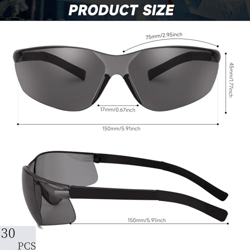 Salfboy 30 Pack Tinted Safety Glasses with ANSI Z87.1 Scratch Resistant Scratch Resistant Eyewear for Women Man Lab Goggles Eye Protection - color: 118-30 Gray
