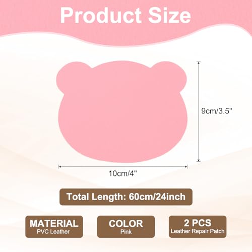 PATIKIL Leather Repair Patch, 2 Pcs 4 x 3.5 Inch Self-Adhesive Vinyl Patch Furniture Tape Repair Kit for Sofas Couches Stools Chairs Cabinets Bags, Pink - color: Pink