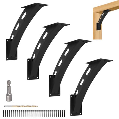4 Pcs 45 Degree Angle Support Brackets,Wood Post and Beam Angle Support Brackets,45 Degree Corner Braces Inside Joint for Gazebos,Tree Houses, Cabins and Patios - size: 4 Pieces