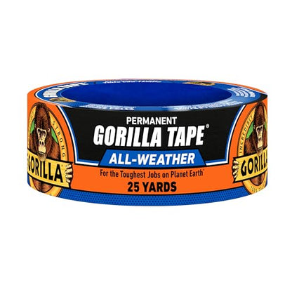 Gorilla All Weather Duct Tape, Black, 1.88" x 25 yd (Pack of 1) - UV and Temperature Resistant Waterproof Tape for Outdoor Repairs - size: 1 - Pack