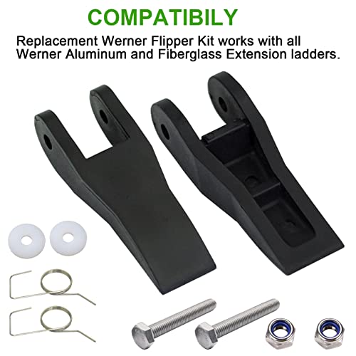 29-1 Flipper Replacement Kit for Werner Lock Replacement Kit for Werner/Louisville/Keller Aluminum & Fiberglass Extension Ladders Parts，Extension Ladder Parts - color: Black