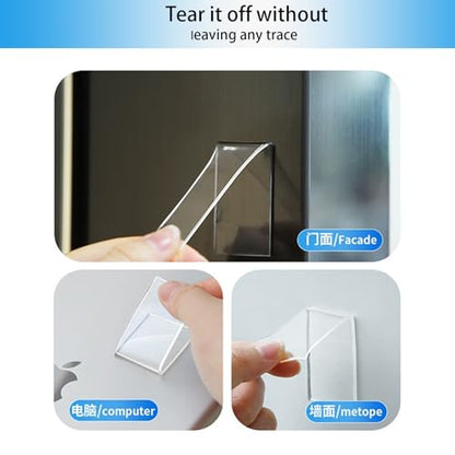 Strong Double Sided Heavy Duty, Nano Double Sided Tape, Waterproof Clear Adhesive Tape, Double Sided Mounting Tape, Removable Wall Tape for Hanging Picture, Poster, Carpet (9.85FT)