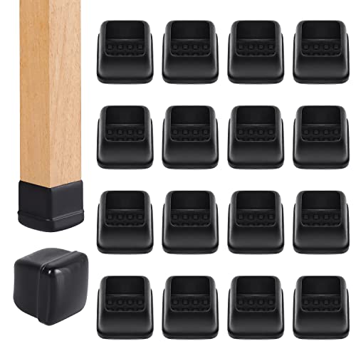 Ezprotekt 24 Pcs Chair Sliders for Carpet, Square Chair Glides for Carpet, Teflon Furniture Pads for Carpet, Chair Leg Protectors Caps for Carpet for Dining Table Chair, Black M (Fit: 0.75"-1") - size: M - Black