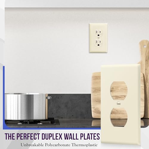 Enerlites 8821-LA Duplex Receptacle Outlet Wall Plate, Standard Size 1-Gang , Polycarbonate Thermoplastic, Light Almond - color: Light Almond, size: Standard Size