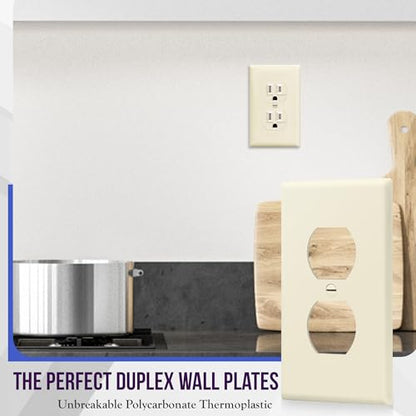 Enerlites 8821-LA Duplex Receptacle Outlet Wall Plate, Standard Size 1-Gang , Polycarbonate Thermoplastic, Light Almond - color: Light Almond, size: Standard Size