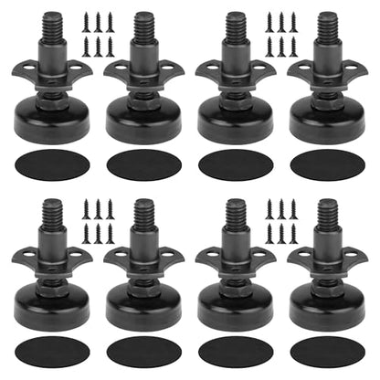 FivePears Heavy Duty Adjustable Furniture Levelers, 2640Lbs Max Support of 8pcs, Furniture Leveling Feet for Sofas, Cabinets, Tables, Chairs, Workbench, 3/8”-16 Thread T-Nut Kit, Black