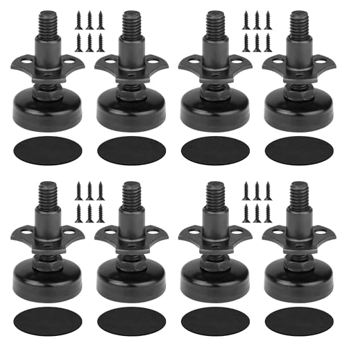 FivePears Heavy Duty Adjustable Furniture Levelers, 2640Lbs Max Support of 8pcs, Furniture Leveling Feet for Sofas, Cabinets, Tables, Chairs, Workbench, 3/8”-16 Thread T-Nut Kit, Black