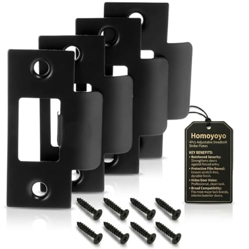 Homoyoyo 4Pcs Strike Plates for Interior Doors: Stainless Steel Strike Plate Cam Block Door Locks Adjustable for Exterior Doors Reinforce Security on Your Door Easy Installation Compatible - size: 2.75x2.75x1.57in