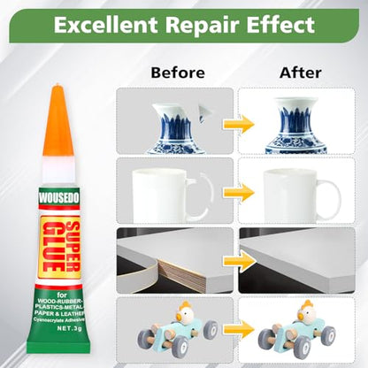 WOUSEDO 48 X 3g Super Glue Clear, Strong Adhesive,Super Glue Fast Drying Cyanoacrylate Glue for Wood,Rubber,Leather, Plastic, Metal, Rhinestone Jewelry, DIY Crafts and More - color: 48 X 3g