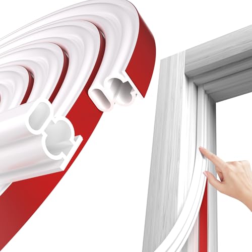 White D-Shape Weather Stripping 20Ft Self-Adhesive Rubber Seal Strip for Doors & Windows – Soundproof Insulation Gap Blocker (Fits 0.4–0.5in Gaps) - color: White, size: 0.59" Thick x 20 Ft