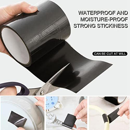 Flexible Rubberized Waterproof Tape, 4 in x 5 ft Patch & Seal Tape for Leaks, Working Underwater, Indoor Outdoor Use - Home RV Roof Plumbing and Pool Repairs, Black