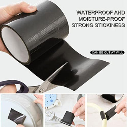 Flexible Rubberized Waterproof Tape, 4 in x 5 ft Patch & Seal Tape for Leaks, Working Underwater, Indoor Outdoor Use - Home RV Roof Plumbing and Pool Repairs, Black