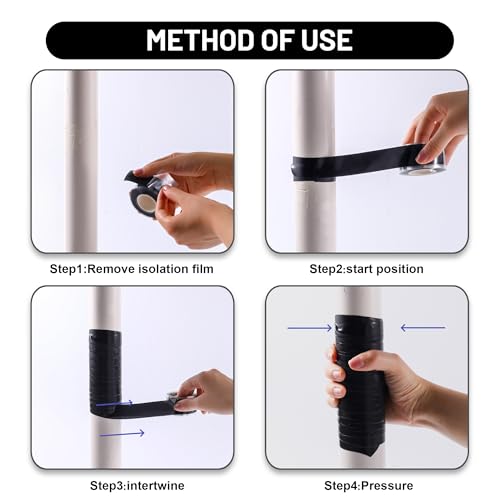 Self Fusing Silicone Tape 2 Rolls 1 in x 10' Black Waterproof Rescue Tape Rubber Leak Silicone Self-amalgamating Tape for Plumbing, Sealing Pipes, Hose Repair, Outdoor Coax and Tool Fixation - color: Black