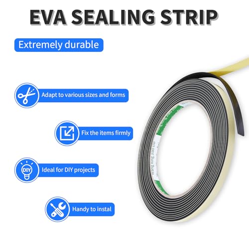 1 Rolls Weather Stripping Door Seal, 4m/13.12Ft L x 8mm W x 3mm T Sealing Foam Tape for Doors Window Automobile, Shockproof Soundproof High Density Adhesive Foam Tape - size: 1pcs 3mm×8mm×13.12Ft(T×W×H)
