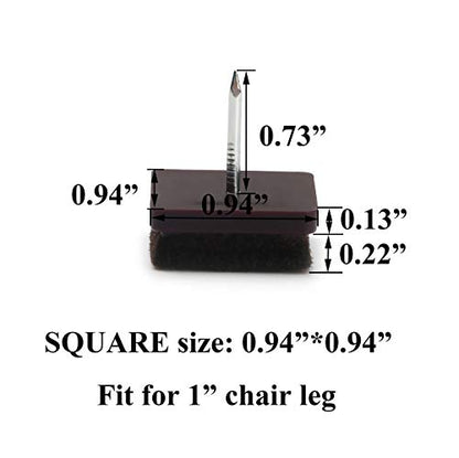 Nail on Felt Pads Furnigear Furniture Pads Nail- Floor Protectors for Furniture Legs 24Pack Chair Felt Pads for Hardwood Floors (7/8",Square) - size: 7/8" (Square, Brown)