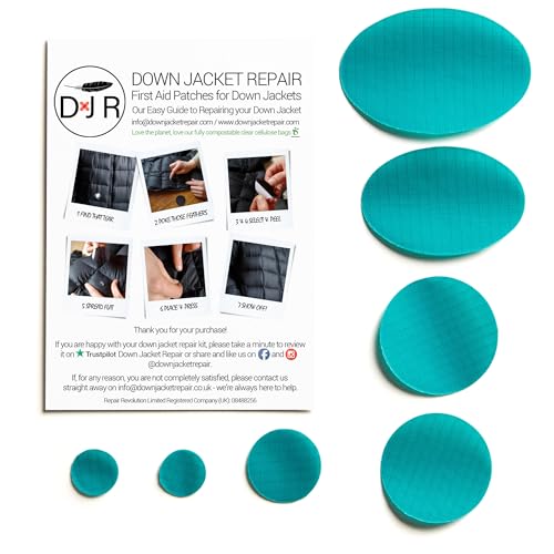 Down Jacket Repair Patches - Self-Adhesive Down Jacket Repair Patches | Waterproof, Tear-Resistant, Pre-Cut Patches | 7-Piece Set for Outdoor Gear, Sleeping Bags & Tent - color: Moss Green