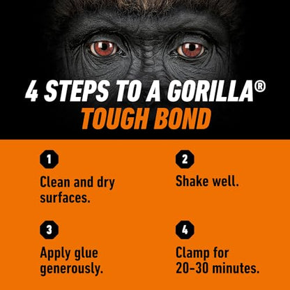 Gorilla Wood Glue; 8 Ounce Bottle; Natural Wood Color; (Pack of 1)