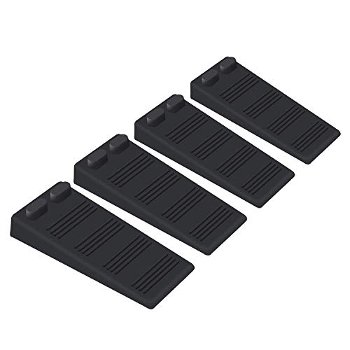 Door Stop Rubber Wedge Thin Door Stoppers for Bottom of Door Silica Gel Flexible Non Scratching Door Holder - Smart Stackable Slip-Resistant Design -Black - color: Black