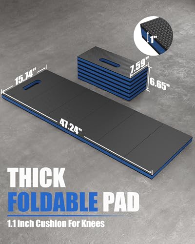 Foldable EVA Utility Mat with Handle, Heavy Duty Mechanic Mat for Kneeling, Workouts, Garages, Gardening, Camping, Picnics, Outdoor Adventures and Home Gyms, Blue - color: Blue