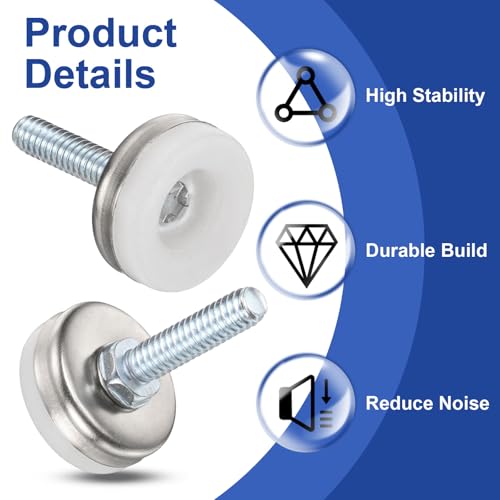 uxcell 1/4"-20 Thread Furniture Feet Levelers, 8Pcs 25mm l Adjustable Furniture Feet Screw in Threaded Leveling Leg Screw on Chair Foot Glides Leveling for Table Chair Silver - color: Silver, size: 1/4"-20 25mm