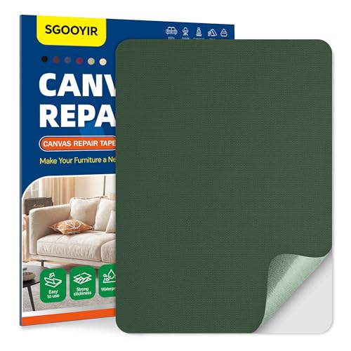 Self-Adhesive Canvas Repair Tape, 8.3" x 11" Waterproof Canvas Repair Patch, Fabric Patch Repairs Kit for Furniture, Tents, Sunbrellas, Boat Covers Awnings, Couches, Clothes, Bags Army Green - color: Army Green, size: 8.3" x 11"