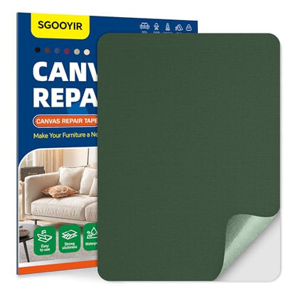 Self-Adhesive Canvas Repair Tape, 8.3" x 11" Waterproof Canvas Repair Patch, Fabric Patch Repairs Kit for Furniture, Tents, Sunbrellas, Boat Covers Awnings, Couches, Clothes, Bags Army Green - color: Army Green, size: 8.3" x 11"