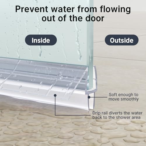 AmazerBath 3PCS Shower Door Bottom Seal for 1/4 Inch Glass - (15.75 Inches * 3), 3 Section Segmented Shower Installation Kit Frameless Glass Door Seal Strip - style: Bottom Seal 1/4
