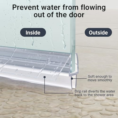 AmazerBath 3PCS Shower Door Bottom Seal for 1/4 Inch Glass - (15.75 Inches * 3), 3 Section Segmented Shower Installation Kit Frameless Glass Door Seal Strip - style: Bottom Seal 1/4