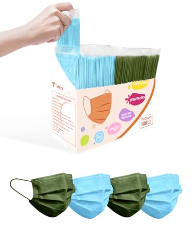 Face Masks Disposable 100 Pack, 4 Ply ASTM Level 3 Medical Grade, Breathable for Adult Outdoor Protection, Individually Wrapped for Home, School & Office, Emerald Ocean - color: Emerald Ocean