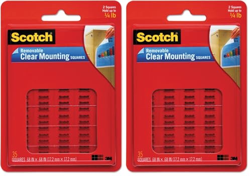 Scotch(R) Removable Wall Mounting Tabs, 11/16in. x 11/16in, Clear, Box of 35 (Pack of 2) - size: 1 Count (Pack of 2)