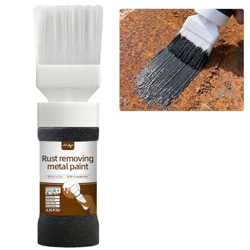 Black 2-in-1 Rust Converter & Touch Up Paint, 6.35 Fl oz, Rust Inhibitor & Anti-Rust Coating for Metal, Automotive, Chassis, UV Resistant - color: Metallic Black