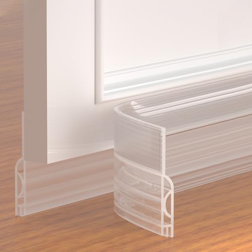 Door Draft Stopper,Adjustable Door Sweep for Bottom of Door,Silicone Weather Stripping Door Bottom Seal Blocker Air Noise,Under Door Gap Filler for Interior/Exterior Doors(Transparent, 78inch) - color: Transparent, size: 78inch
