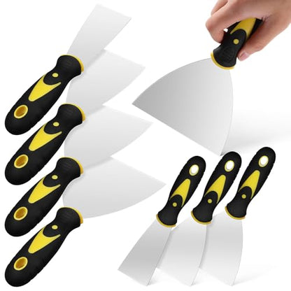8pcs Stainless Steel Palette Spatula Set for Wall and Drywall Scraping, Putty Knife Tools with Handle, 2 to 5 Inch Sizes for Paint, Spackling, and Scratch Removal