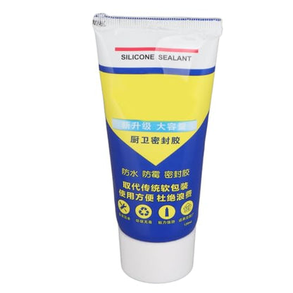 Sealant Water Caulk Adhesive for Bathroom Kitchen Basement Indoor Use with ABS Glass Ceramic Wood Aluminum Stainless Steel (White) - size: White
