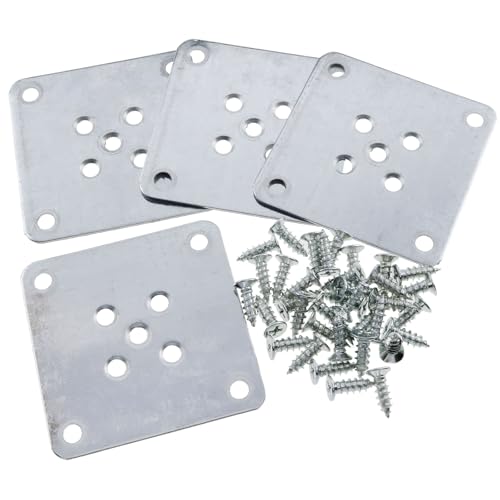 4PSC Furniture Leg Bracket Leg Mounting Plates Flat Mounting Bracket for Sofa Leg Maintenance Chair Leg Connector DIY Leg Connector with Screws T Plate Connector